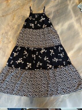 Cat & Jack Black  dress with White Floral Print